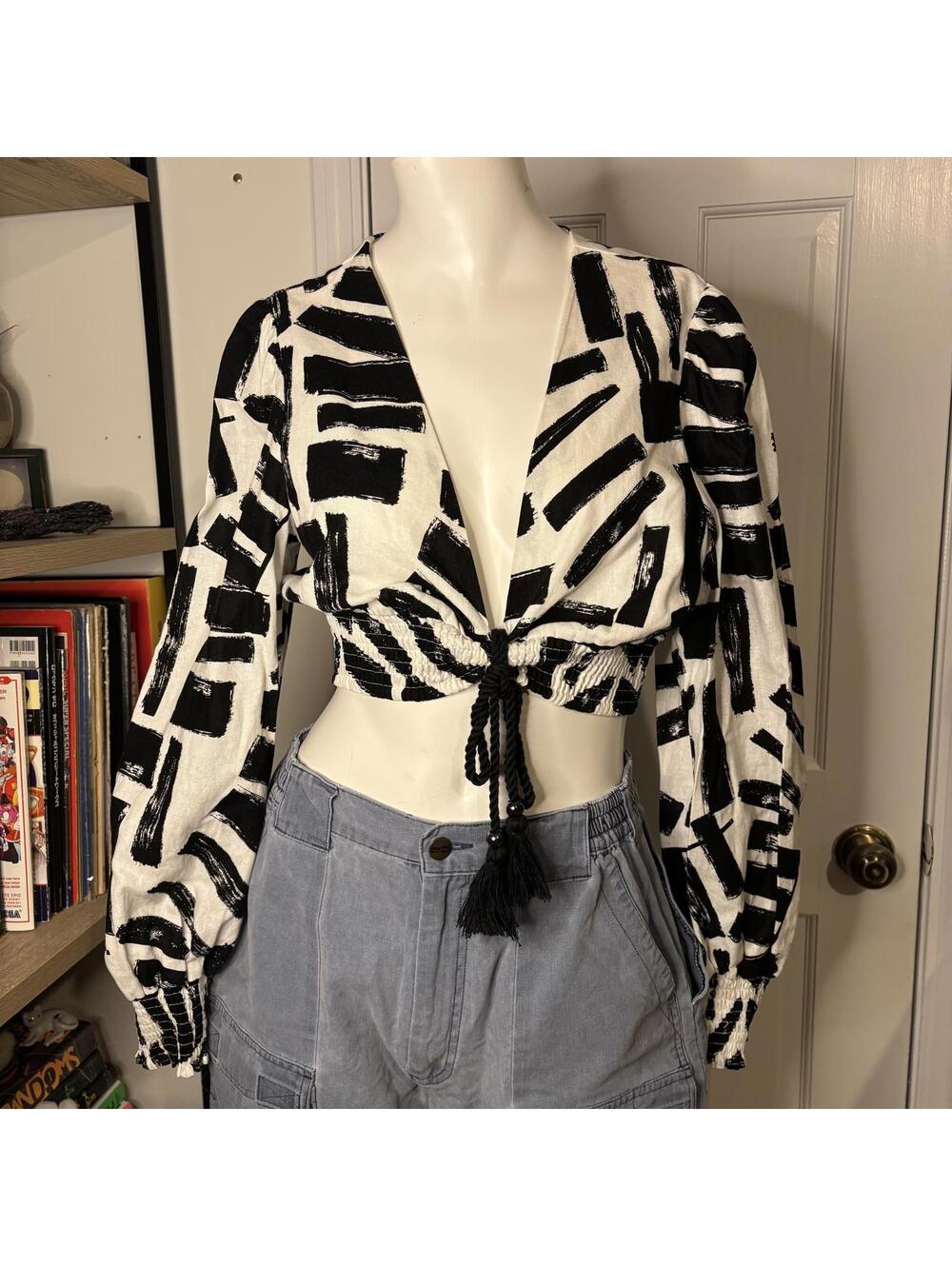 House of Harlow S Linen Brushstroke Top